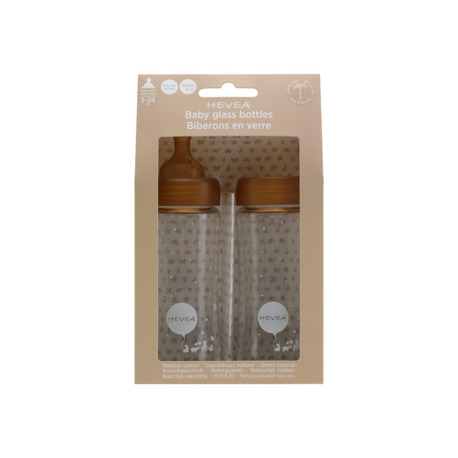 Glazen drinkfles - 250ml - Medium flow - Set van twee