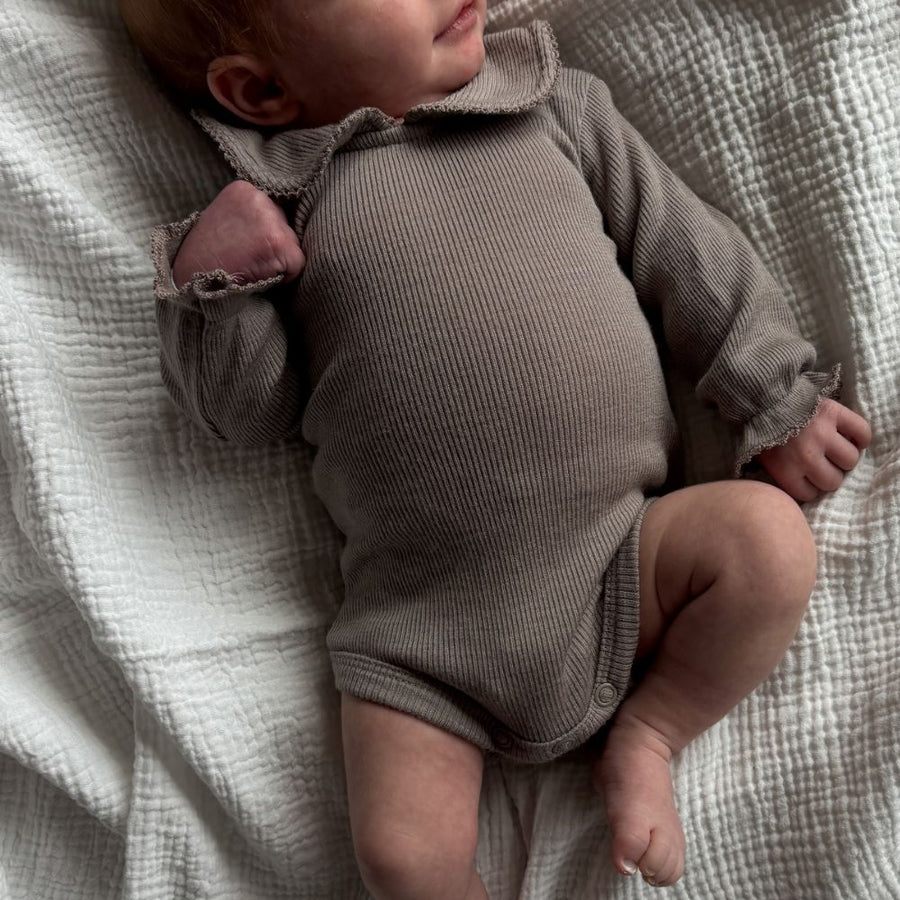 Tothemoon ☾ - Collar Body - Long sleeve - 100% Wool - Rib - Taupe