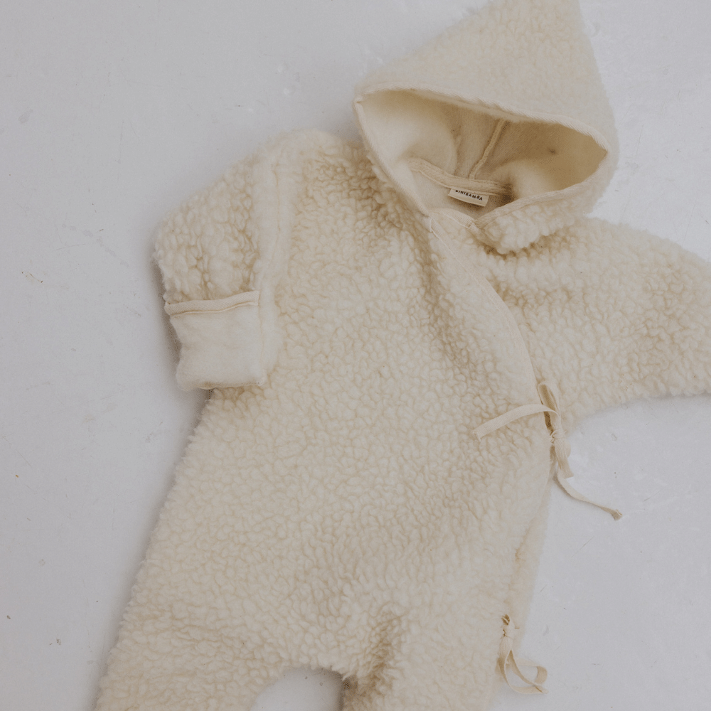 Binibamba Snuggle suit - 100% Wool - Milk Outerwear Small (0-6m)