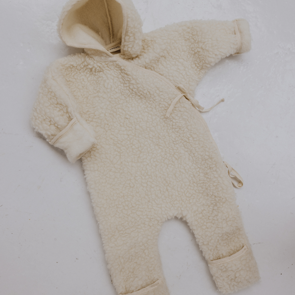 Binibamba Snuggle suit - 100% Wool - Milk Outerwear Small (0-6m)