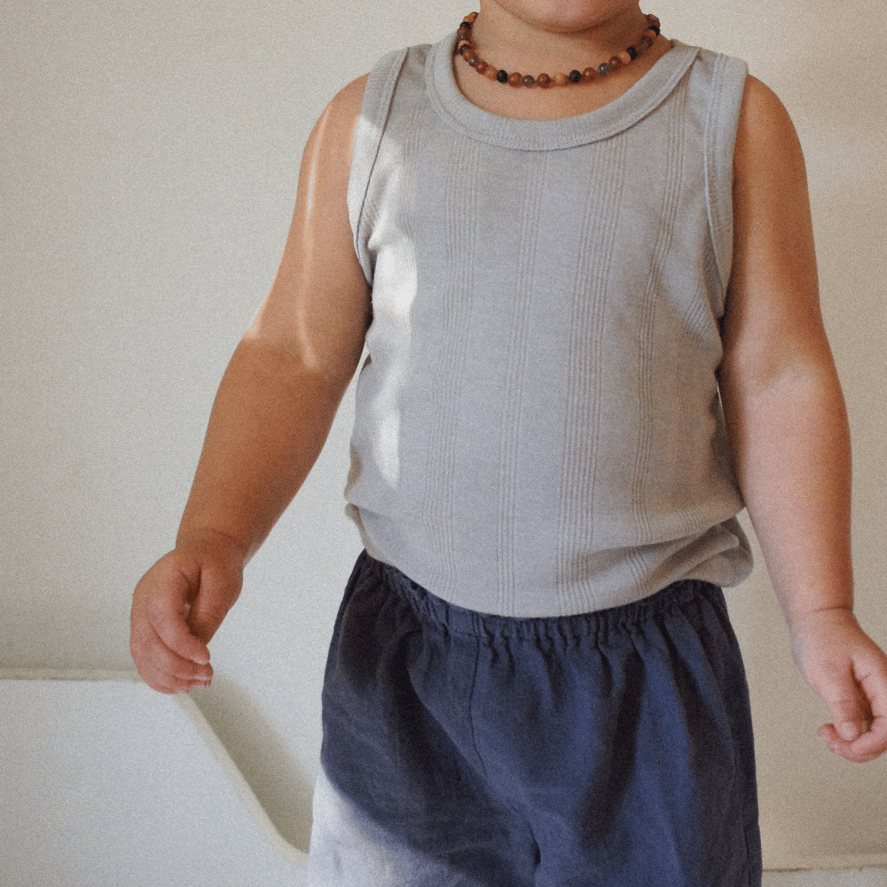 Tothemoon ☾ Tothemoon ☾ - Tank top - Wool & silk - Needle pattern - Dove Clothing 86/92