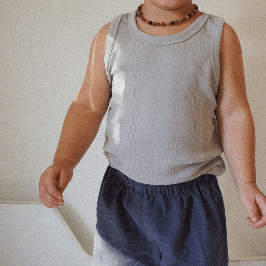 Tothemoon ☾ - Tank top - Wool & silk - Needle pattern - Dove