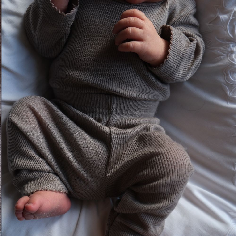 Tothemoon ☾ - Baby pants - 100% Wool - Rib - Taupe