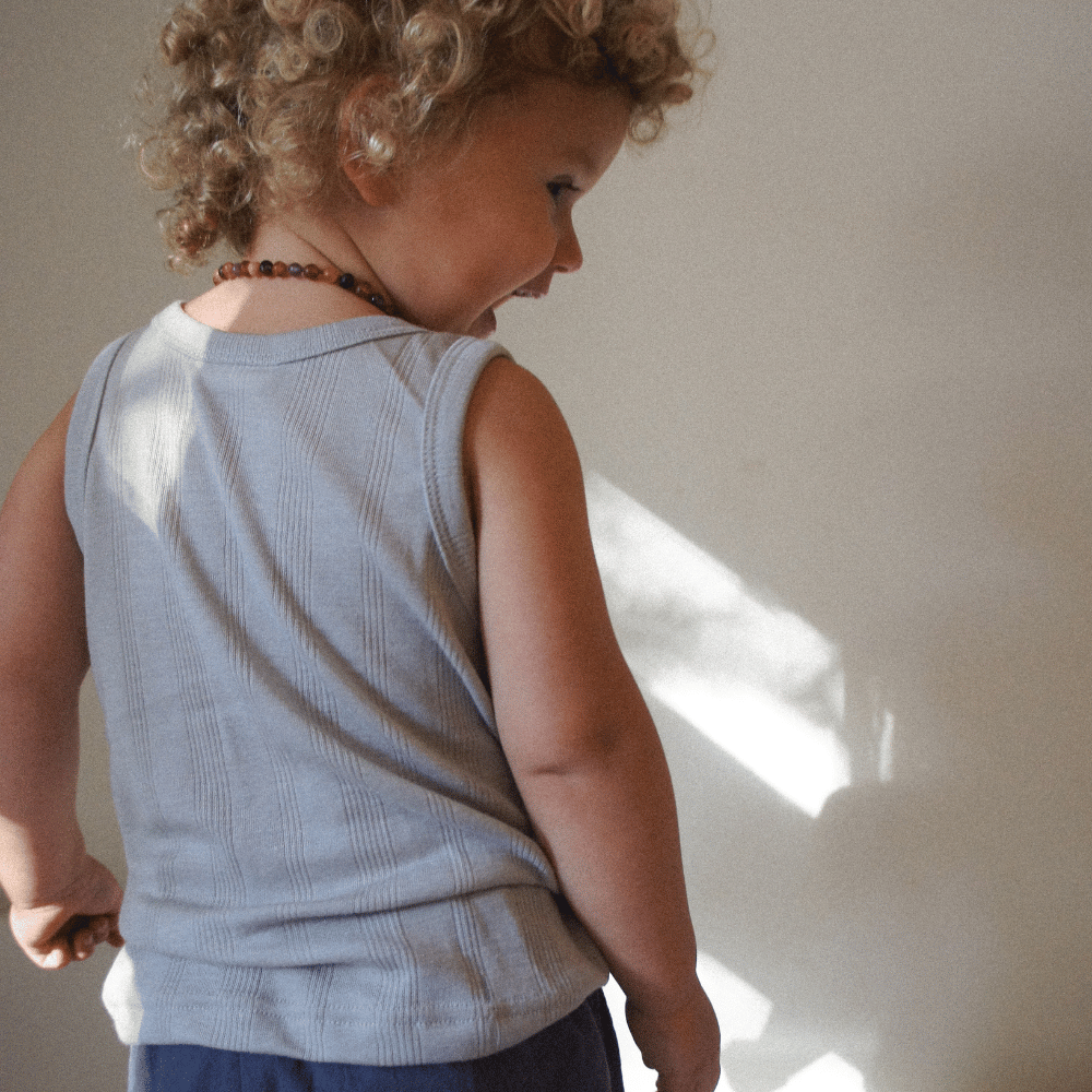 Tothemoon ☾ Tothemoon ☾ - Tank top - Wool & silk - Needle pattern - Dove Clothing 86/92