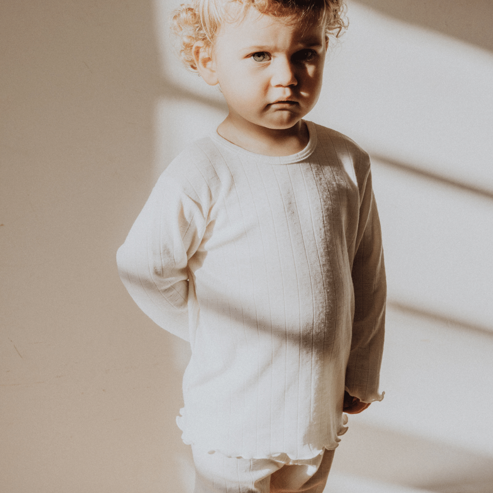 Tothemoon ☾ Tothemoon ☾ - Shirt - Long sleeve - Curled ends - Wool & silk - Pointelle - Previous design Clothing 86/92