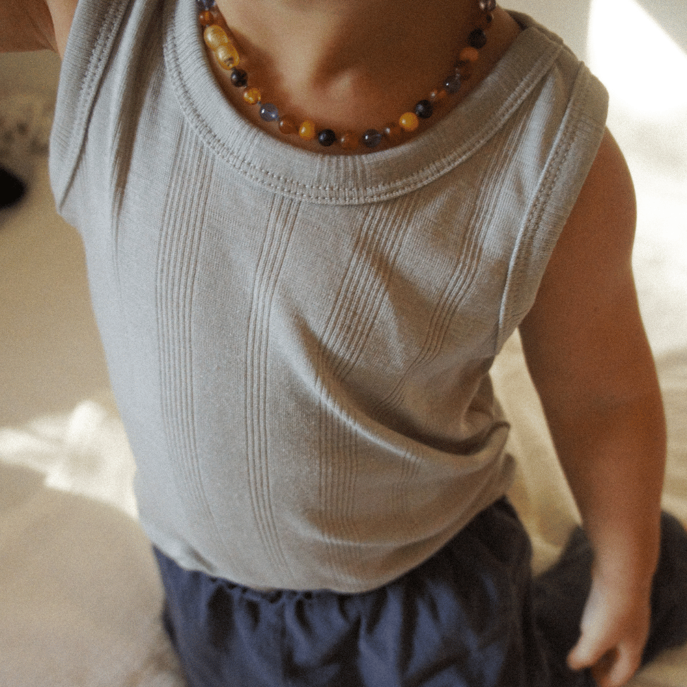 Tothemoon ☾ Tothemoon ☾ - Tank top - Wool & silk - Needle pattern - Dove Clothing 86/92