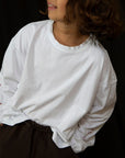 Wide Long Sleeve Tee - White