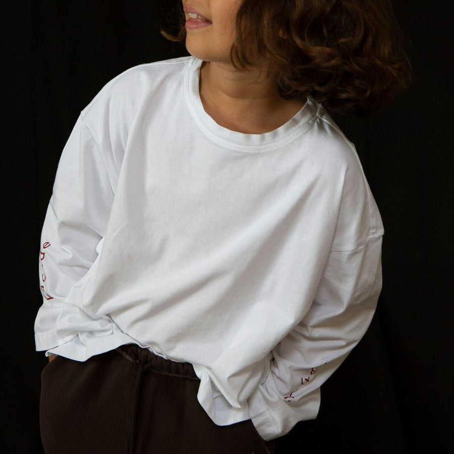 Wide Long Sleeve Tee - White