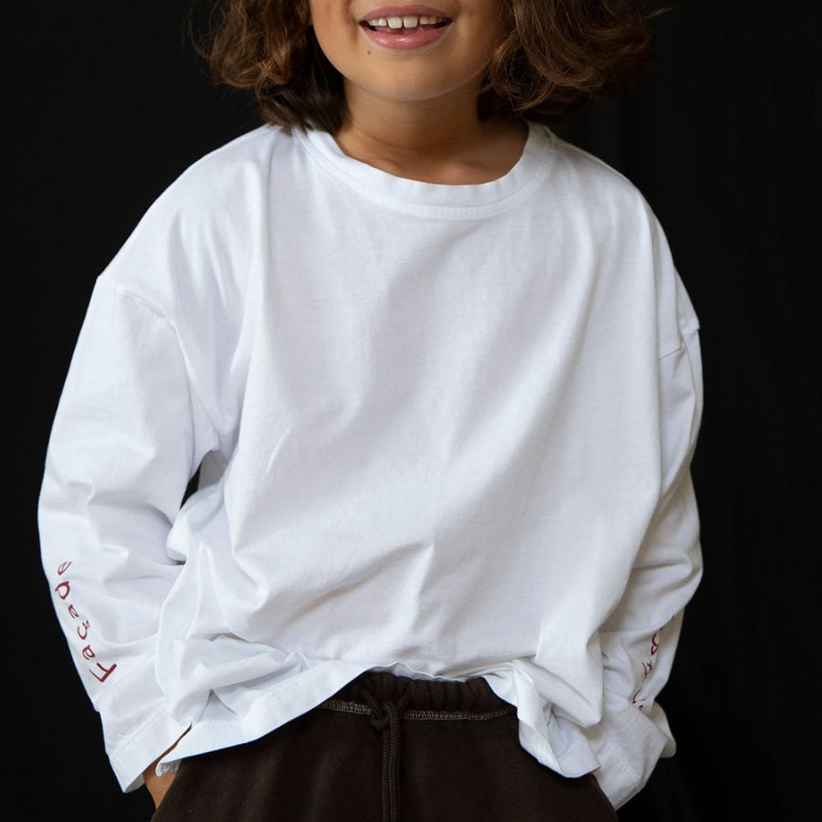 Wide Long Sleeve Tee - White