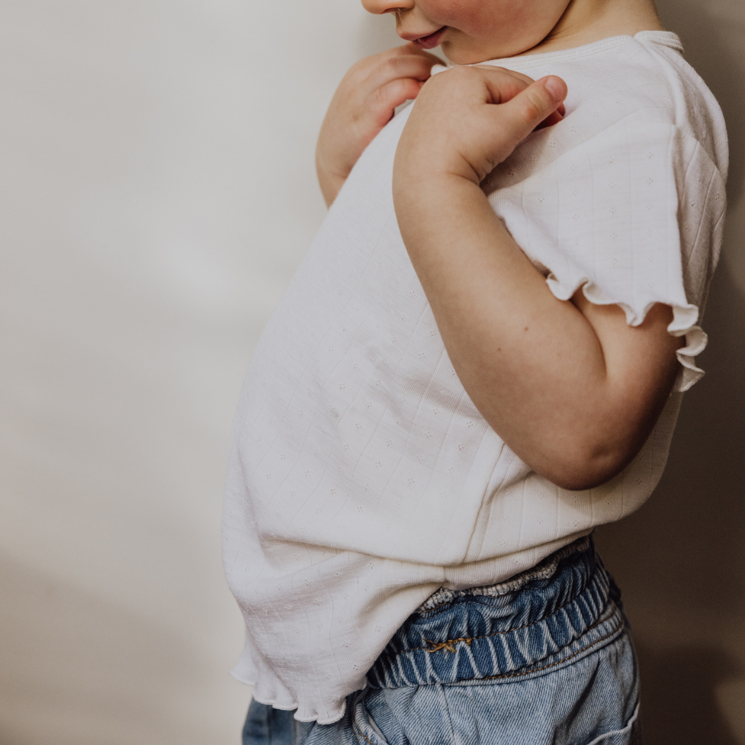 Tothemoon ☾ Tothemoon ☾ - Shirt - Short sleeve - Curled ends - Wool & silk - Pointelle - Previous design Clothing 86/92