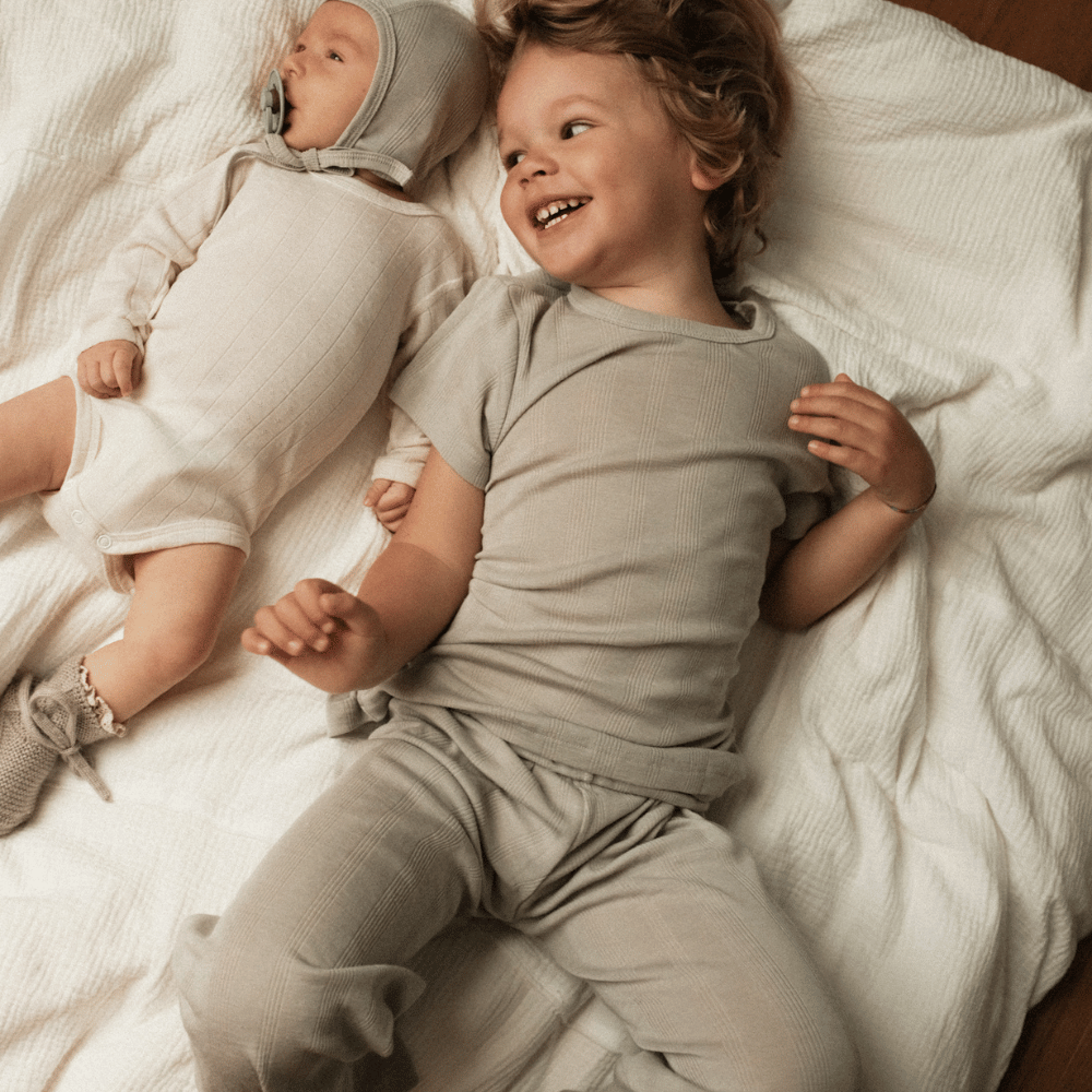 Tothemoon ☾ Tothemoon ☾ - Shirt - Short sleeve - Wool & silk - Needle pattern - Dove Clothing 86/92