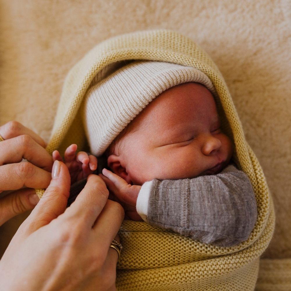 Hvid - Newborn Beanie - 100% Merino wool