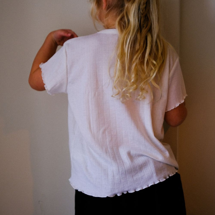 Tothemoon ☾ - Shirt - wide fit - Short sleeve - Curled ends - Wool & silk - Pointelle