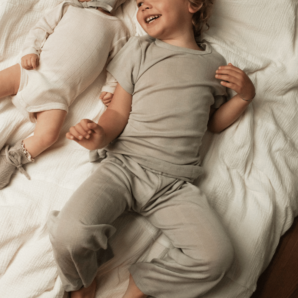 Tothemoon ☾ Tothemoon ☾ - Shirt - Short sleeve - Wool & silk - Needle pattern - Dove Clothing 86/92