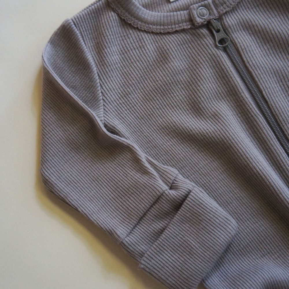 Tothemoon ☾ - Sleep suit - 2 in 1 Foot - With zipper - 100% Wool - Rib - Taupe