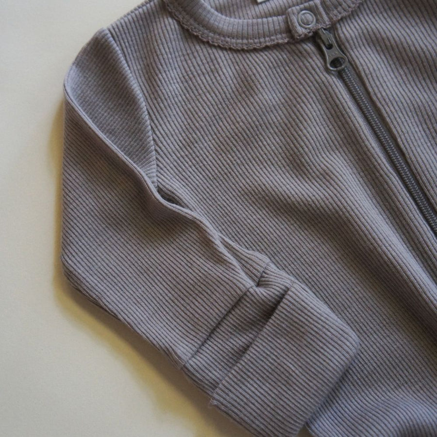 Tothemoon ☾ - Sleep suit - 2 in 1 Foot - With zipper - 100% Wool - Rib - Taupe