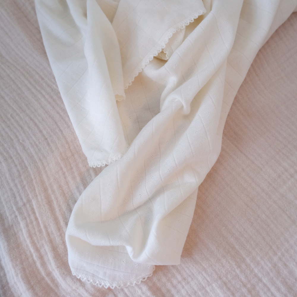 Baby blanket - Wool & silk - Pointelle