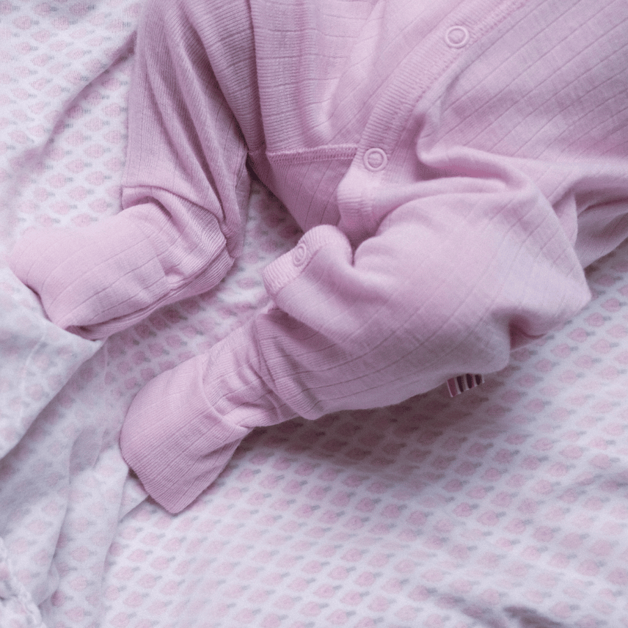 Sleep Suit - 100% Wool - 2 in 1 Foot - Soft Rose