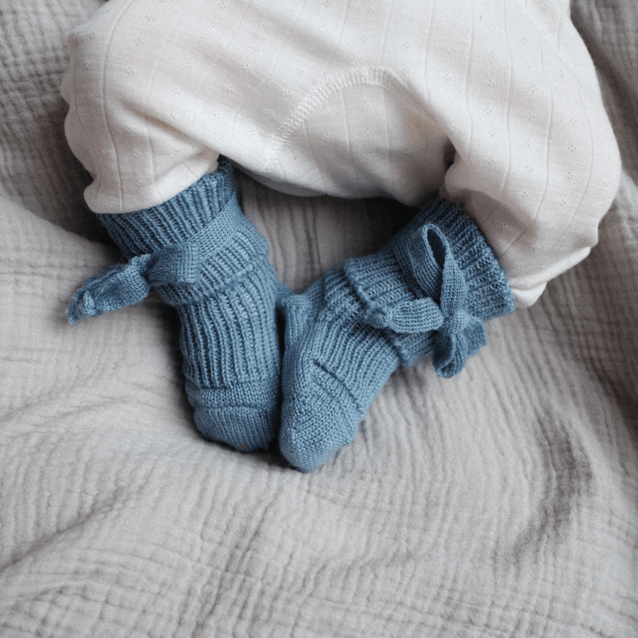 Newborn sokjes - 100% Biologische wol - Baby Blauw