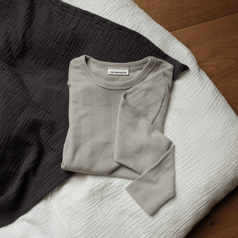 Tothemoon ☾ Tothemoon ☾ - Shirt - Long sleeve - Wool & silk - Needle pattern - Dove Clothing 86/92