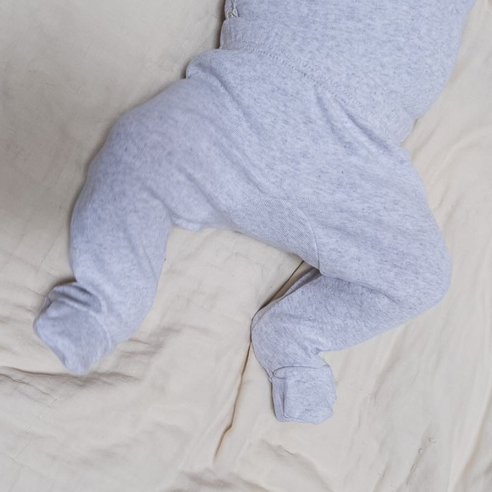 Tothemoon ☾ - Footed baby pants - Organic cotton - Light grey
