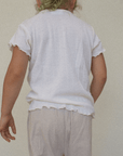 Tothemoon ☾ - Shirt - Korte mouw - Gekrulde uiteinden - Wol & zijde - Pointelle