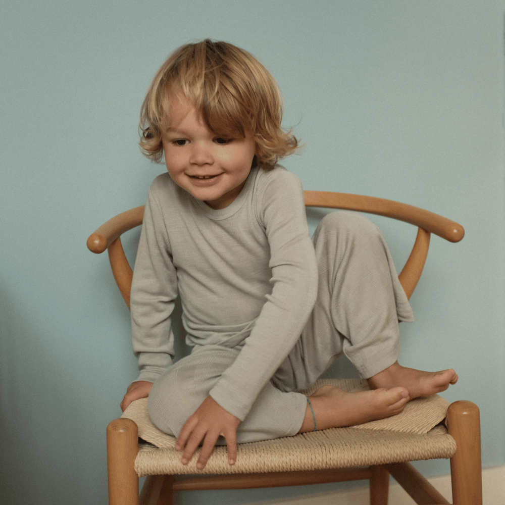 Tothemoon ☾ Tothemoon ☾ - Shirt - Long sleeve - Wool & silk - Needle pattern - Dove Clothing 86/92