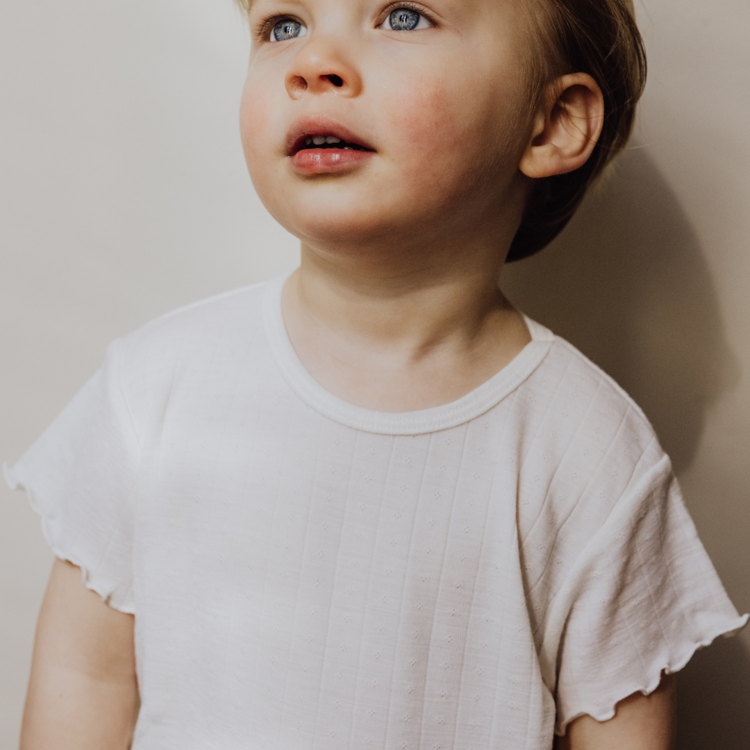 Tothemoon ☾ Tothemoon ☾ - Shirt - Short sleeve - Curled ends - Wool & silk - Pointelle - Previous design Clothing 86/92