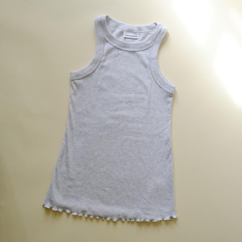 Tothemoon ☾ - Strap dress - Curled ends - Organic cotton - Light grey