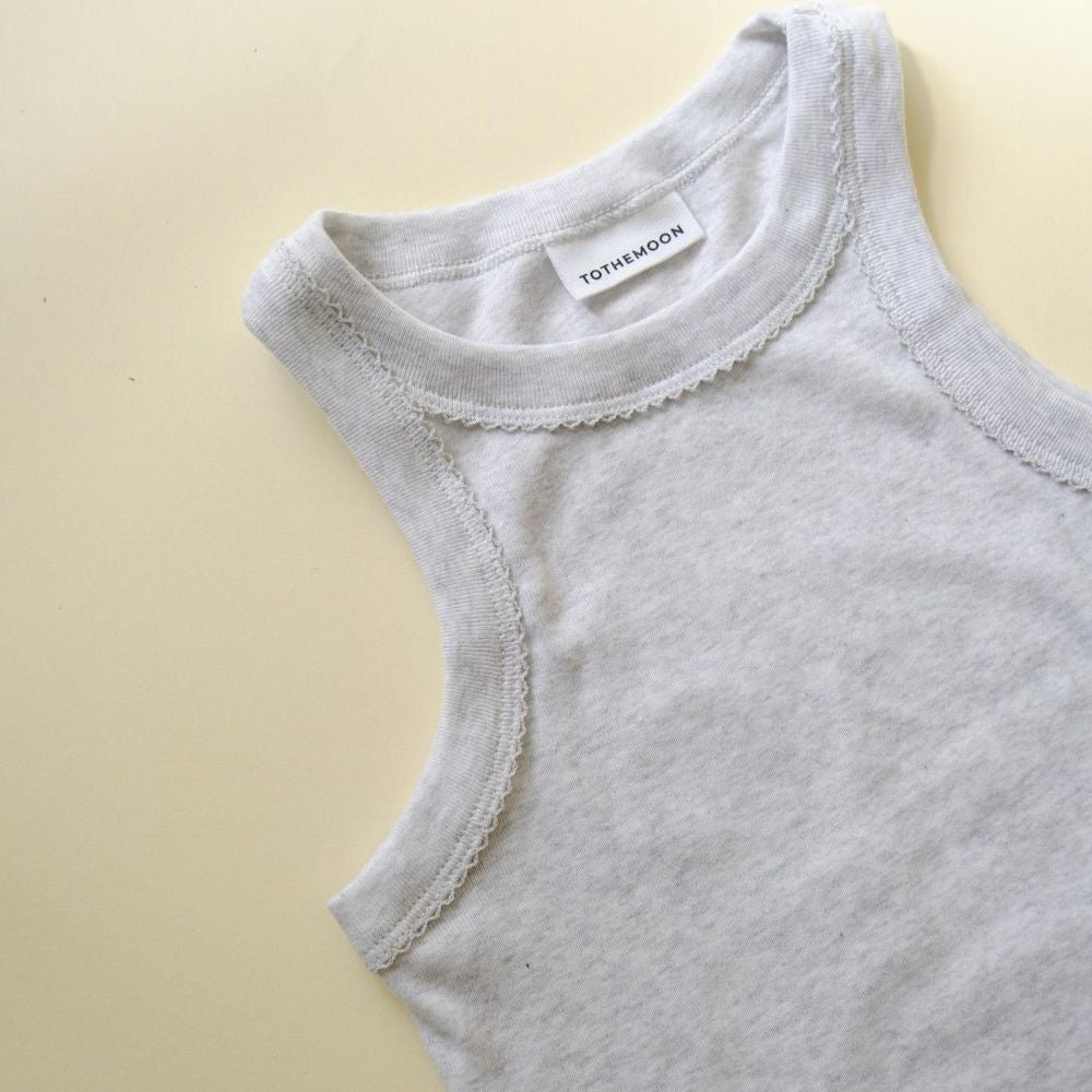 Tothemoon ☾ - Strap dress - Curled ends - Organic cotton - Light grey