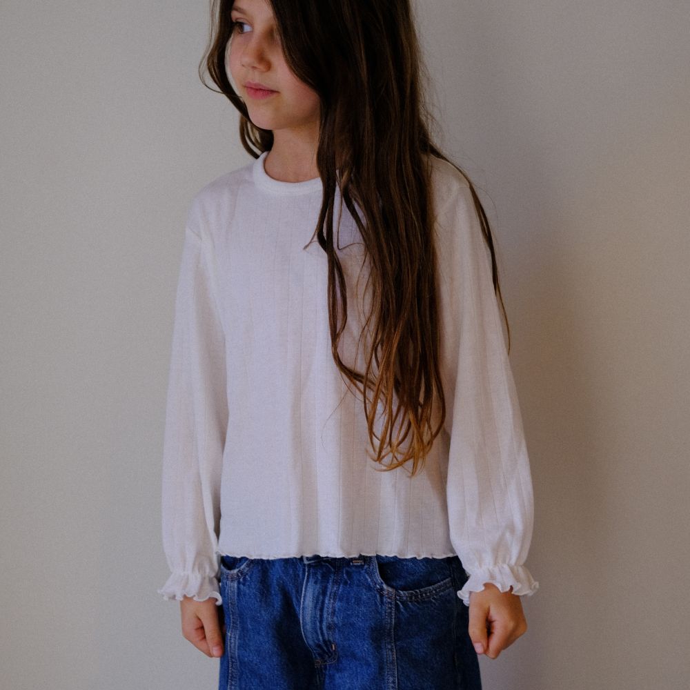 Tothemoon ☾ Tothemoon ☾ - Shirt - Wide fit - Long sleeve - Piquette cuffs - Wool & silk - Pointelle Clothing 86/92