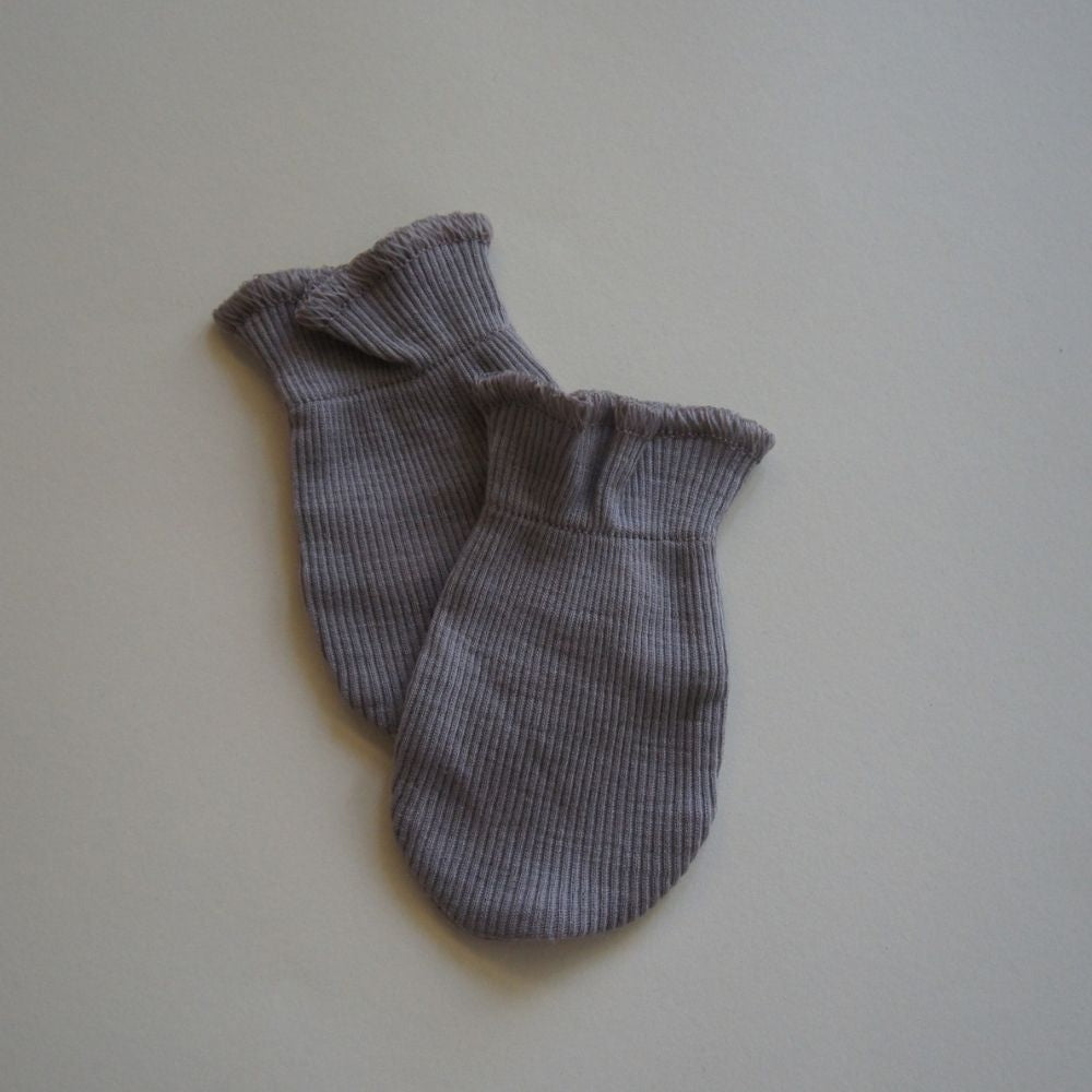 Tothemoon ☾ - Newborn Scratch Mittens - 100% Wool - Rib - Taupe