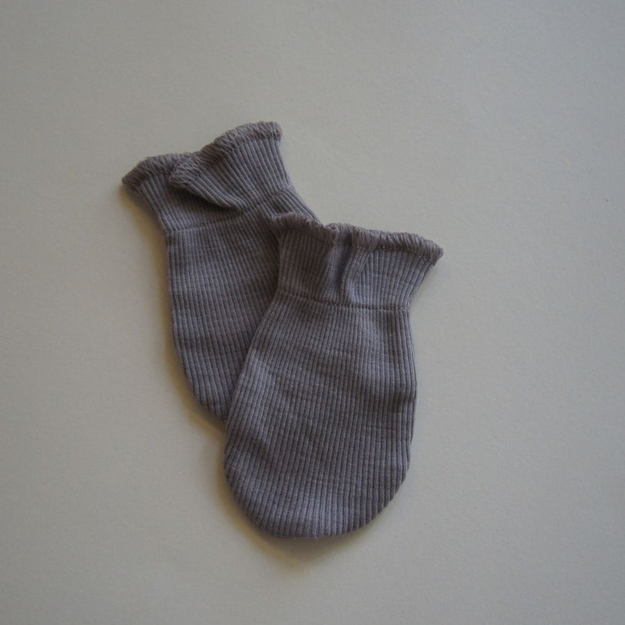 Tothemoon ☾ - Newborn Scratch Mittens - 100% Wool - Rib - Taupe