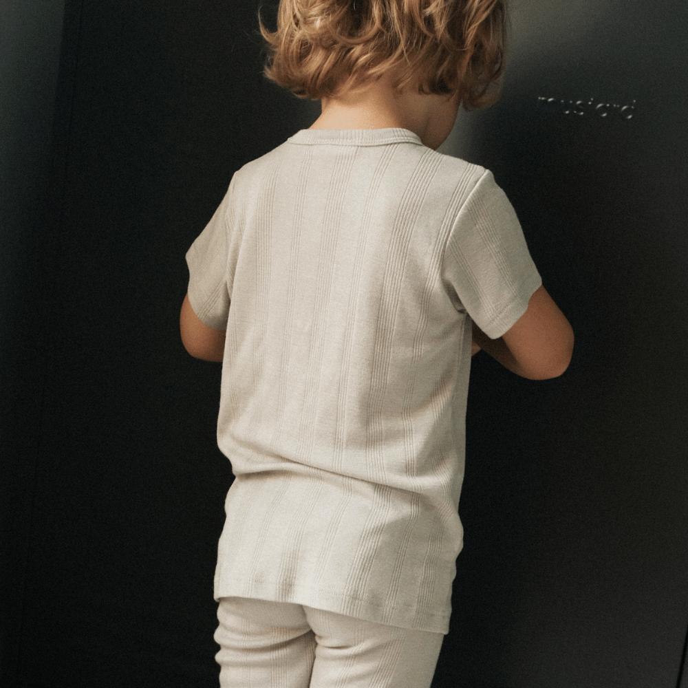 Tothemoon ☾ Tothemoon ☾ - Shirt - Short sleeve - Wool & silk - Needle pattern - Dove Clothing 86/92