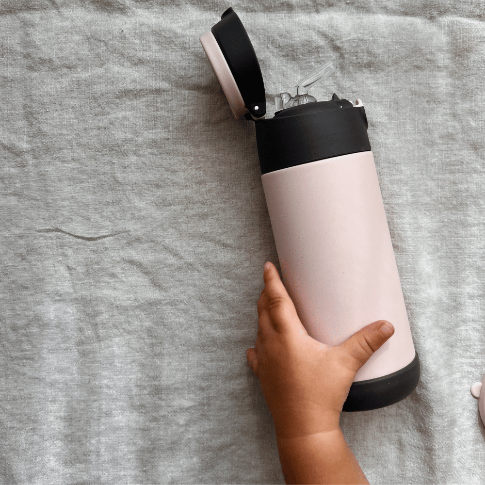 Aya & Ida Kids straw bottle - 350 ml Eat Soft Rose