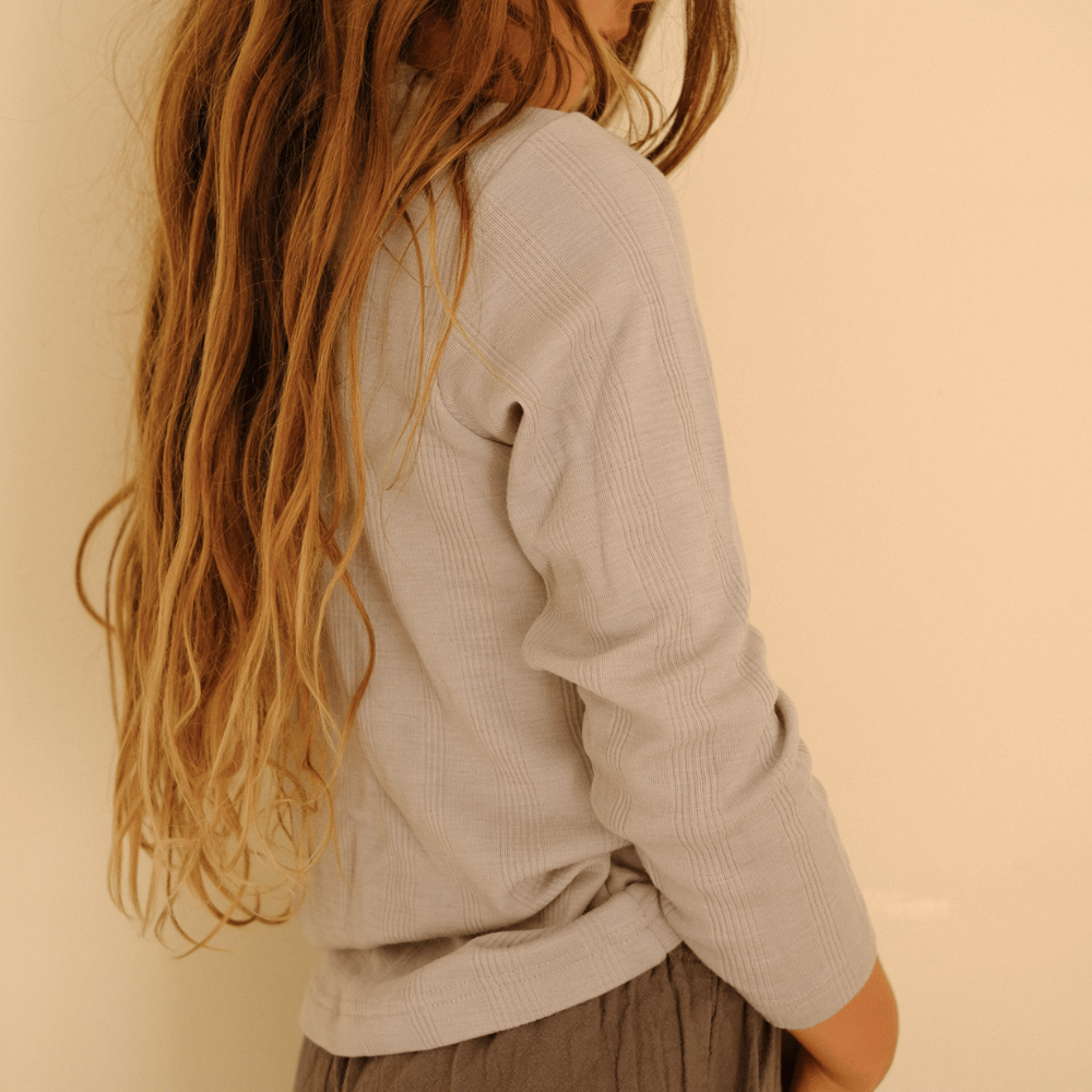 Tothemoon ☾ Tothemoon ☾ - Shirt - Long sleeve - Wool & silk - Needle pattern - Dove Clothing 86/92