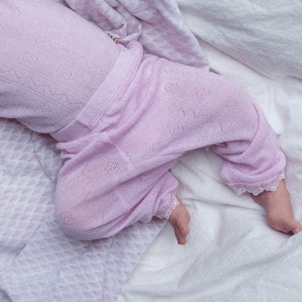 Joha Baby Pants - Wool & Silk - Pointelle - Soft Rose Clothing 60