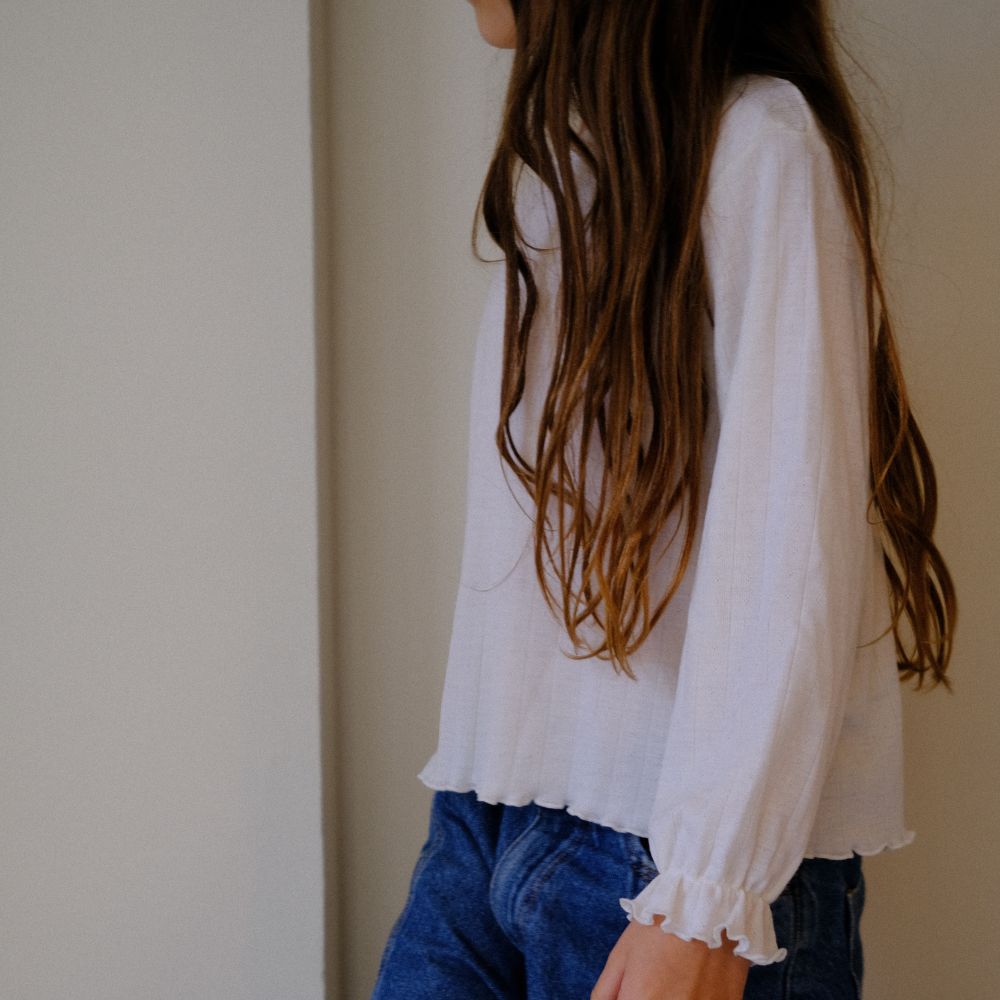 Tothemoon ☾ Tothemoon ☾ - Shirt - Wide fit - Long sleeve - Piquette cuffs - Wool & silk - Pointelle Clothing 86/92