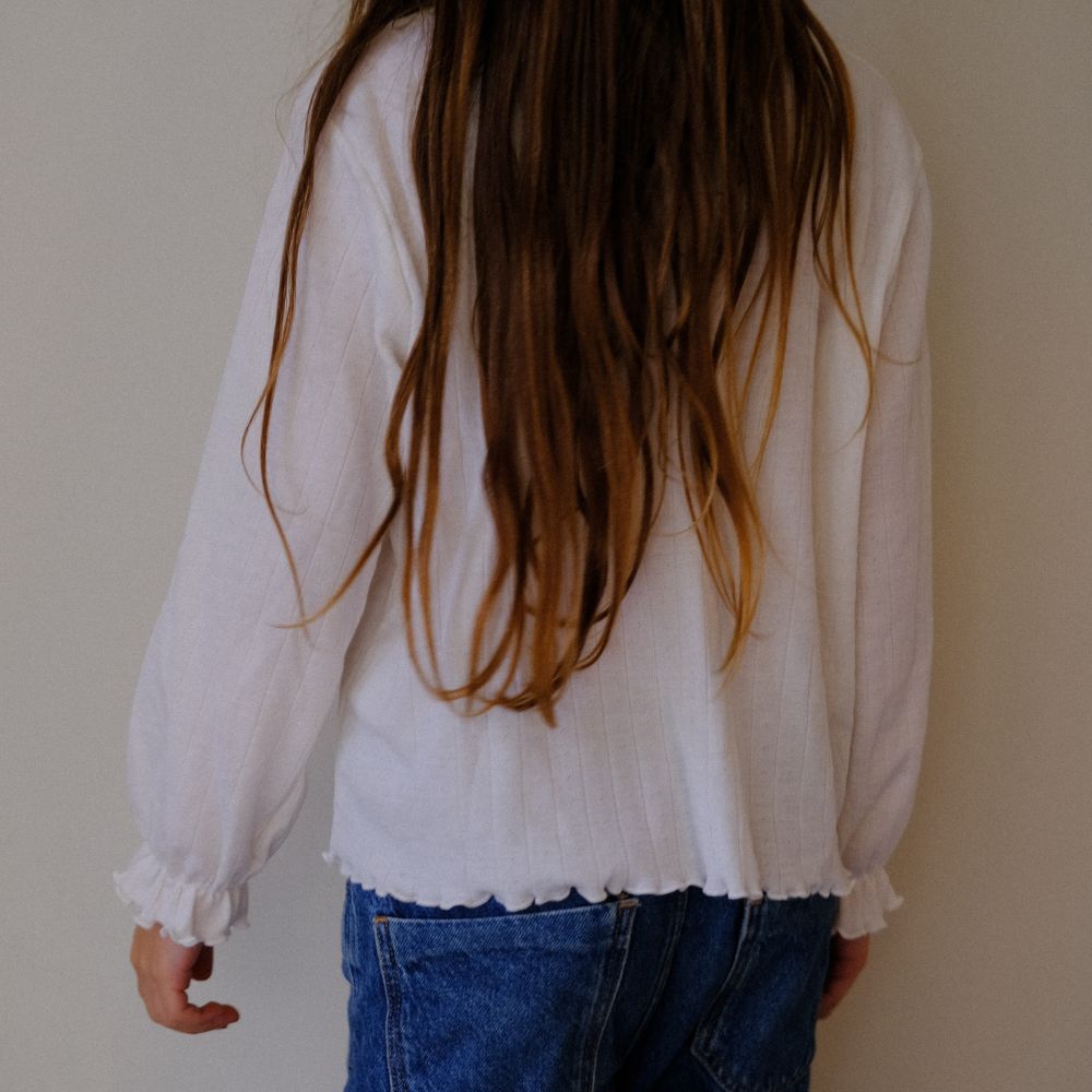 Tothemoon ☾ Tothemoon ☾ - Shirt - Wide fit - Long sleeve - Piquette cuffs - Wool & silk - Pointelle Clothing 86/92