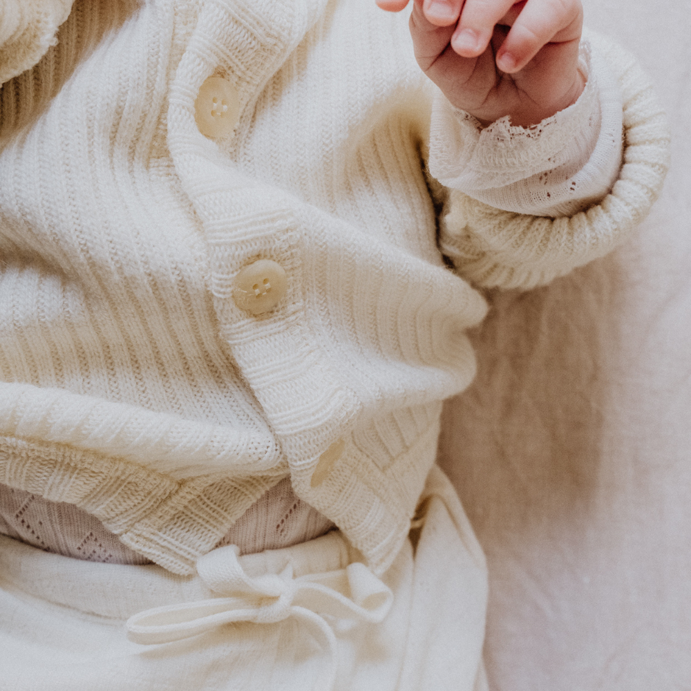 Joha Cardigan - Ribbed - 100% Wool - Cream Clothing 50