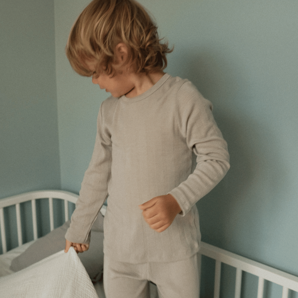 Tothemoon ☾ Tothemoon ☾ - Shirt - Long sleeve - Wool & silk - Needle pattern - Dove Clothing 86/92