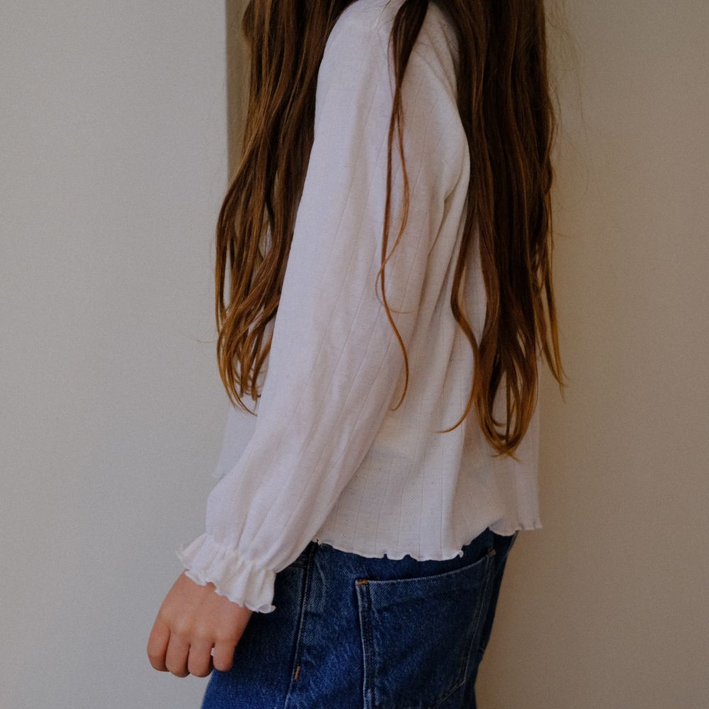 Tothemoon ☾ Tothemoon ☾ - Shirt - Wide fit - Long sleeve - Piquette cuffs - Wool & silk - Pointelle Clothing 86/92