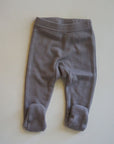 Tothemoon ☾ - Babybroekje met voetjes - 100% Wol - Rib - Taupe