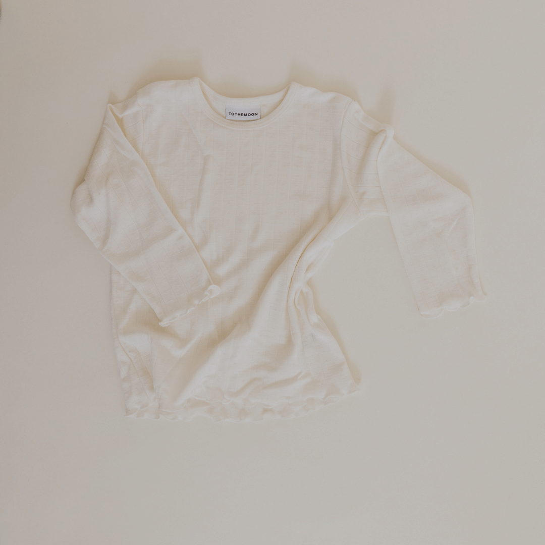 Tothemoon ☾ Tothemoon ☾ - Shirt - Long sleeve - Curled ends - Wool & silk - Pointelle - Previous design Clothing 86/92