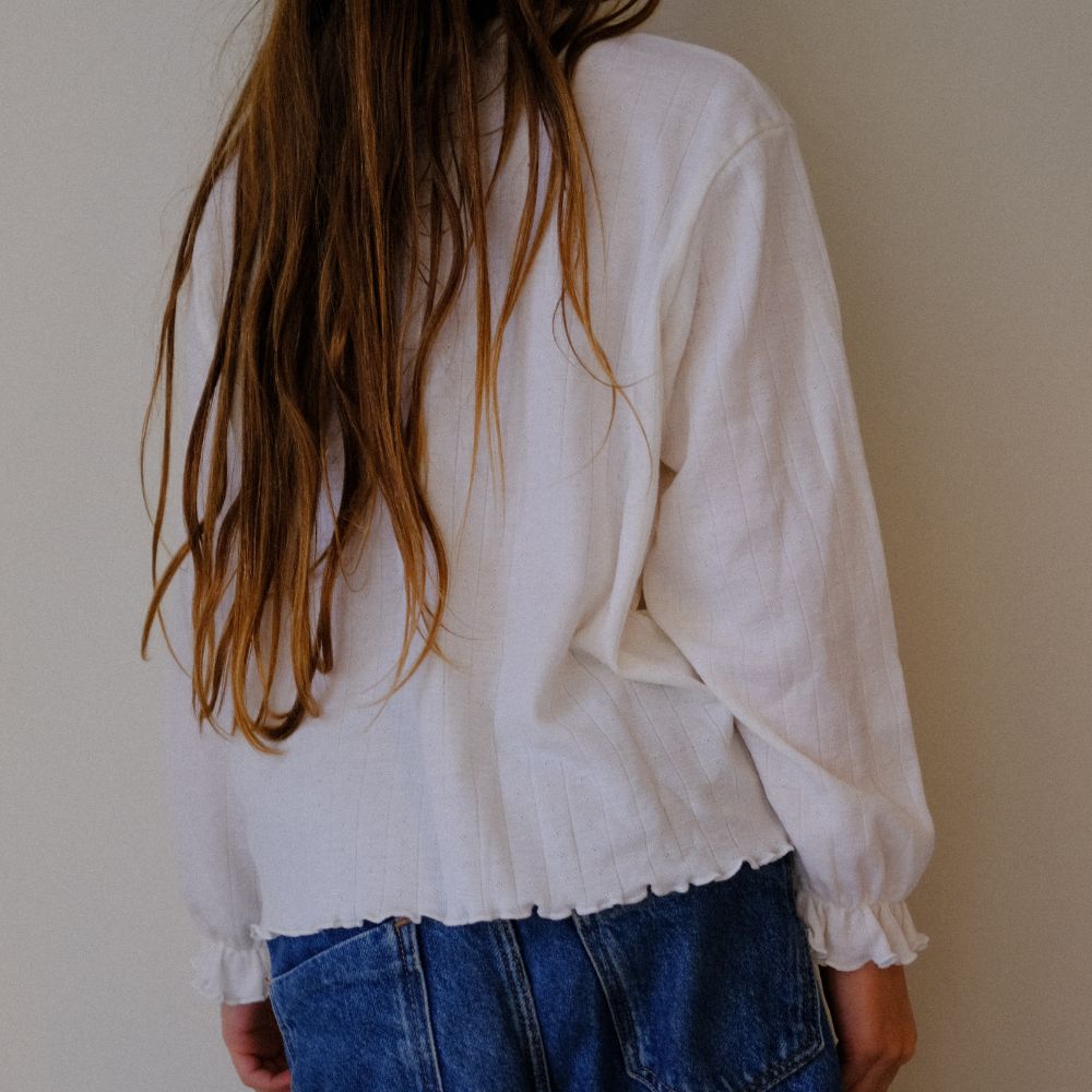 Tothemoon ☾ Tothemoon ☾ - Shirt - Wide fit - Long sleeve - Piquette cuffs - Wool & silk - Pointelle Clothing 86/92