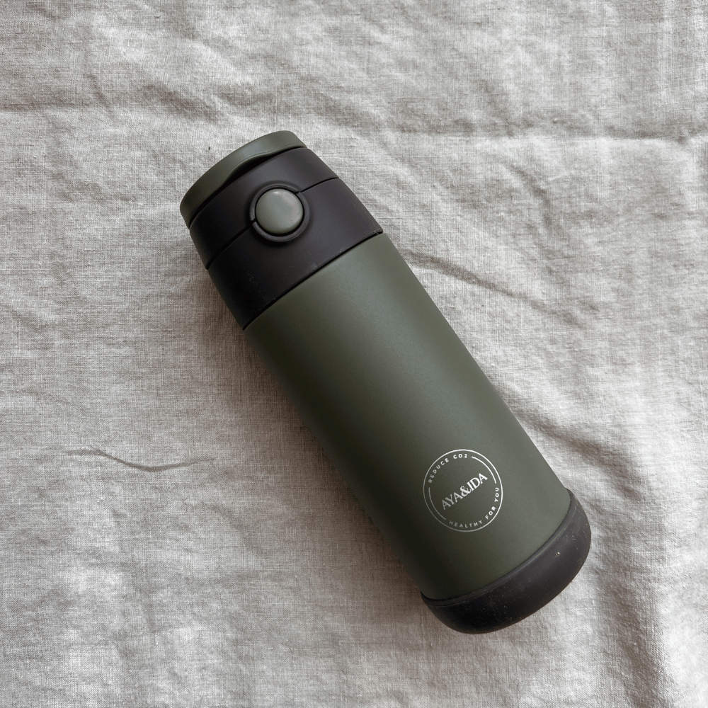 Aya & Ida Kids straw bottle - 350 ml Eat Tropical Green