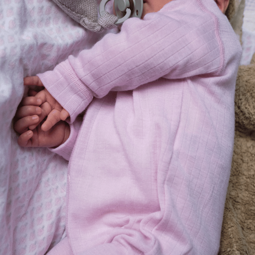 Joha Sleep Suit - 100% Wool - 2 in 1 Foot - Soft Rose Clothing 50
