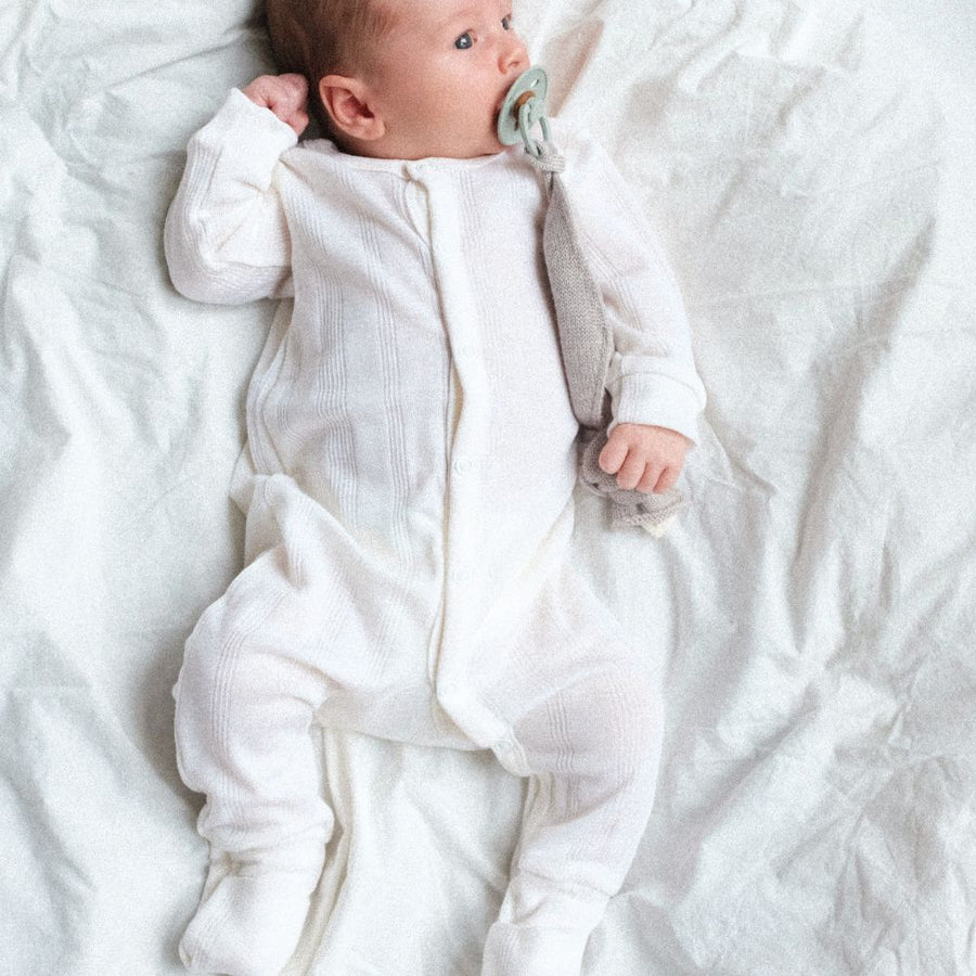 Tothemoon ☾ Tothemoon ☾ - Sleep suit - 2 in 1 Foot - Wool & silk - Needle pattern - Natural Clothing 50