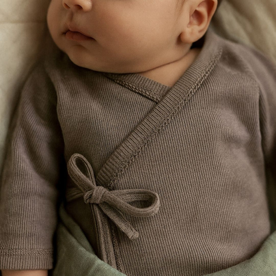 Tothemoon ☾ - Kimono Cardigan - 100% Wool - Rib - Taupe