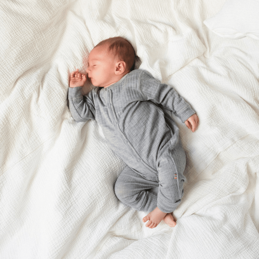 Sleep Suit - 100% Wool - 2 in 1 Foot - Light Grey Melange